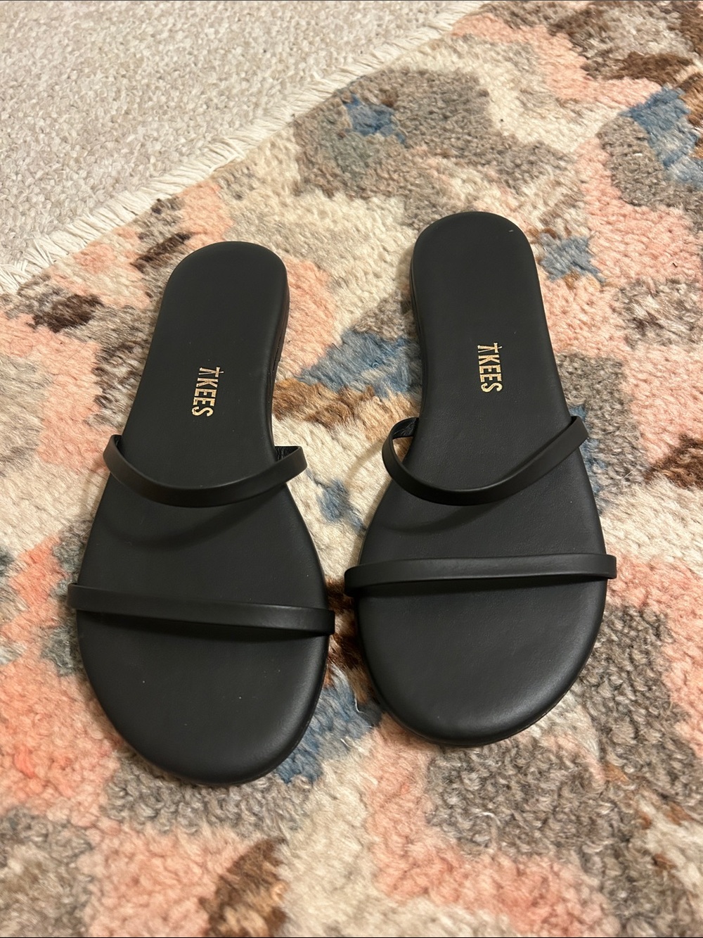 Brand new - TKEES Minimal Double-Strap Black Slide Sandals